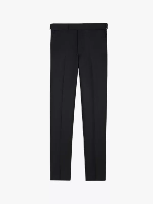 BLACK FLANNEL WOOL SLIM FIT TAILORED TROUSERS