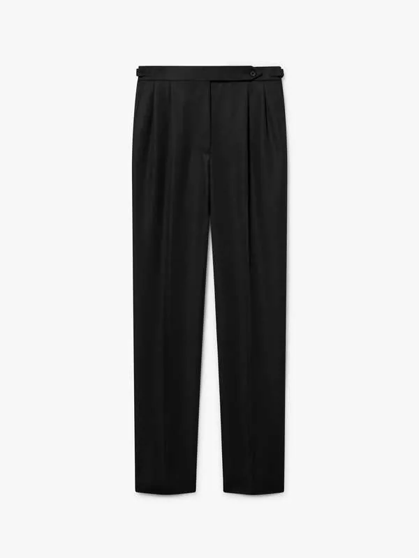 WOOL-BLEND TROUSERS WITH SIDE BUCKLE IN BLACK