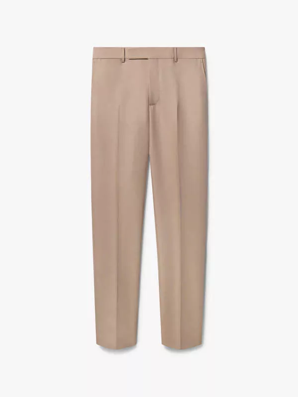 WOOL-BLEND SUIT TROUSERS IN TAUPE CAMEL