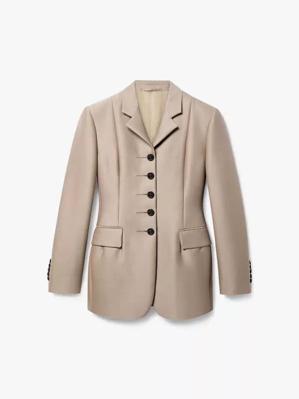 WOOL-BLEND SINGLE-BREASTED JACKET IN TAUPE CAMEL