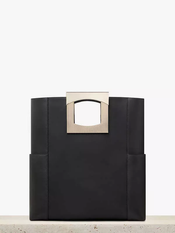 LARGE LEATHER TOTE BAG IN BLACK