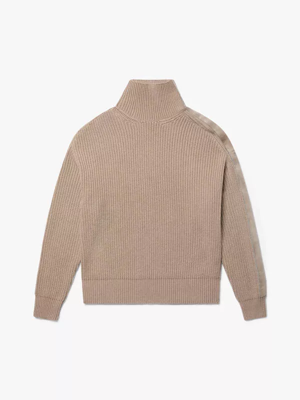 CASHMERE RIBBED SWEATER IN TAUPE CAMEL
