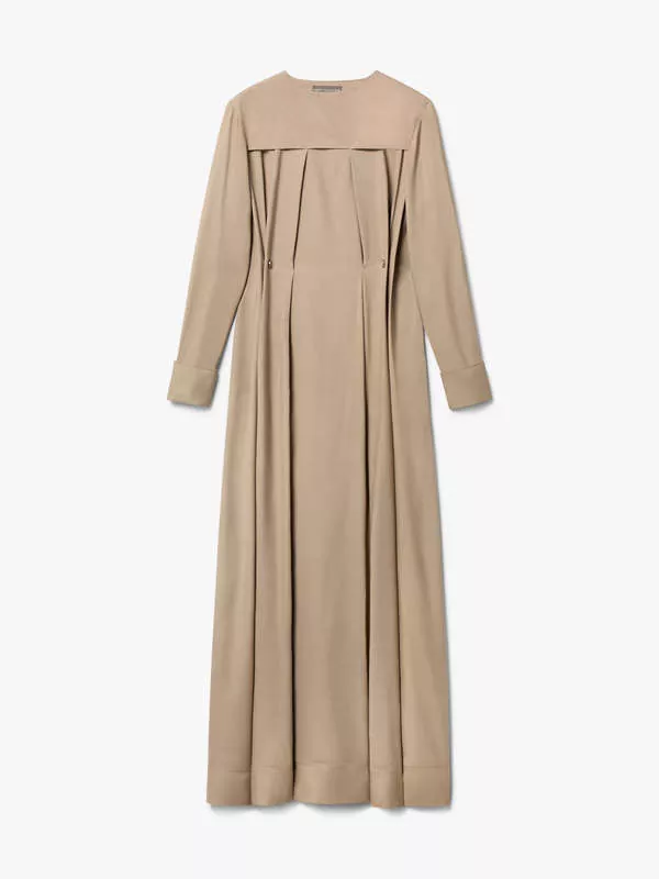 SILK-BLEND DRESS IN TAUPE CAMEL