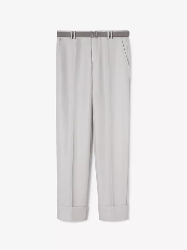 WOOL-MOHAIR-BLEND WIDE-LEGGED TROUSERS IN MASTIC