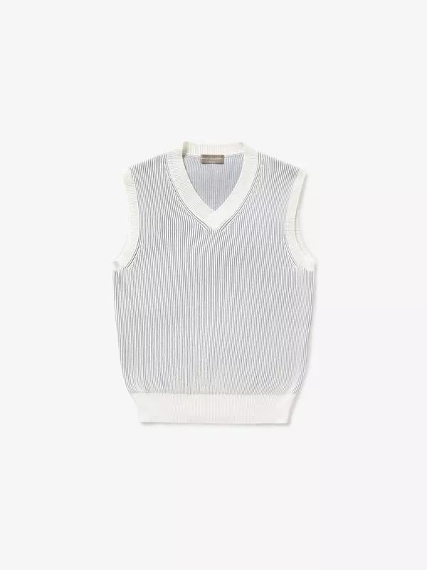 COTTON-SILK-BLEND KNITTED VEST IN IVORY