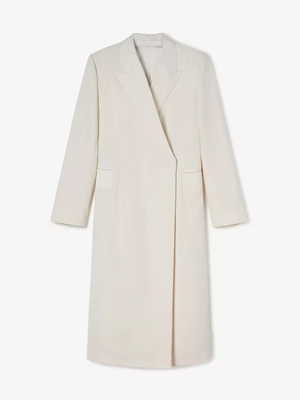 WOOL-BLEND DOUBLE- BREASTED COAT IN IVORY