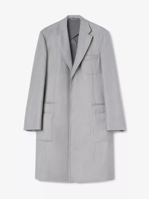 WOOL-BLEND TAILORED COAT IN LIGHT GREY