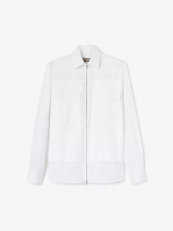 COTTON SHIRT WITH FRONT ZIP IN WHITE