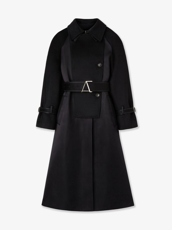 SILK AND WOOL TRENCH COAT IN MIDNIGHT BLUE