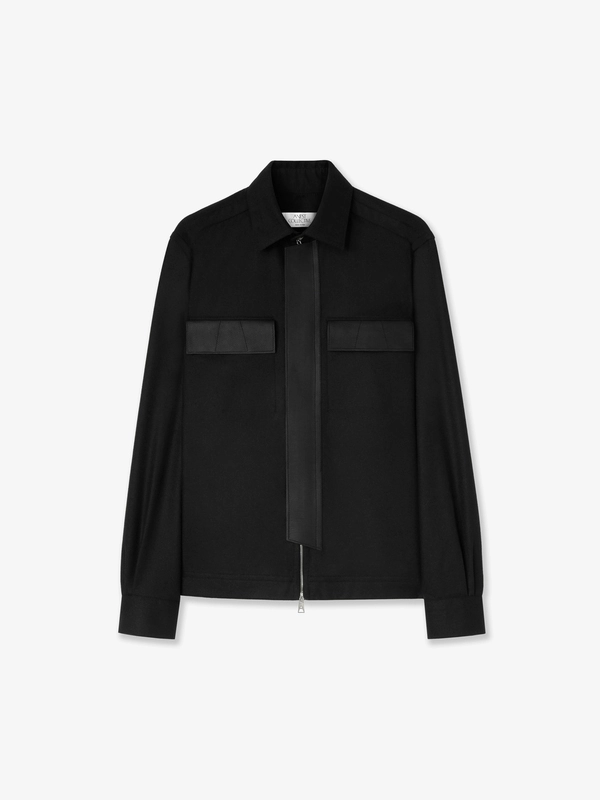 RELAXED WOOL-BLEND SHIRT IN BLACK