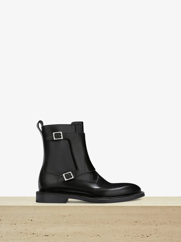 CALF-LEATHER DOUBLE MONK BOOT IN BLACK