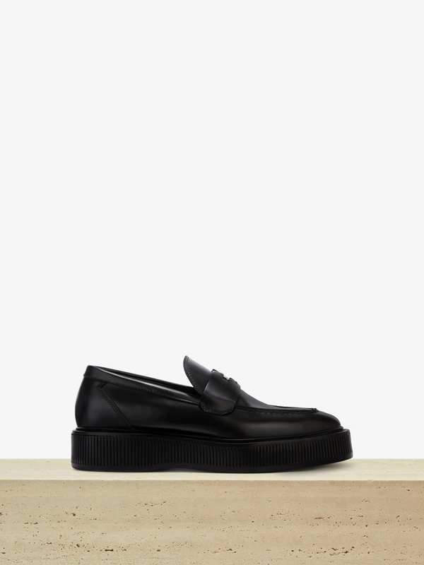 BRUSHED CALF LEATHER PENNY LOAFER IN BLACK